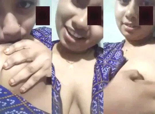 Cute Desi Girl Sucking Her Boobs