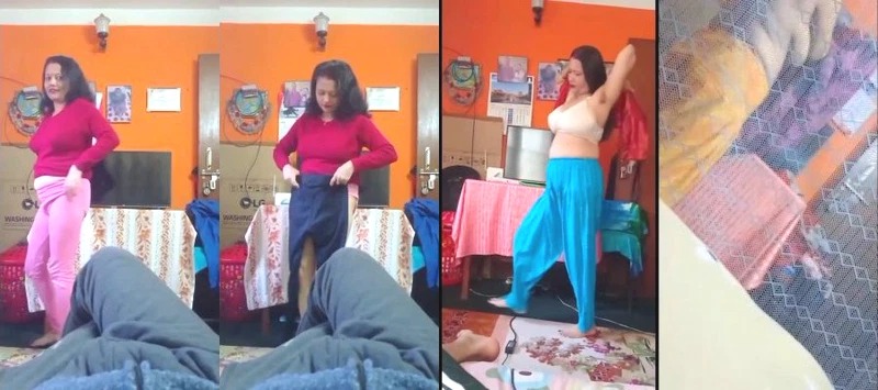 Desi Milf Mom Changing Front of her Son
